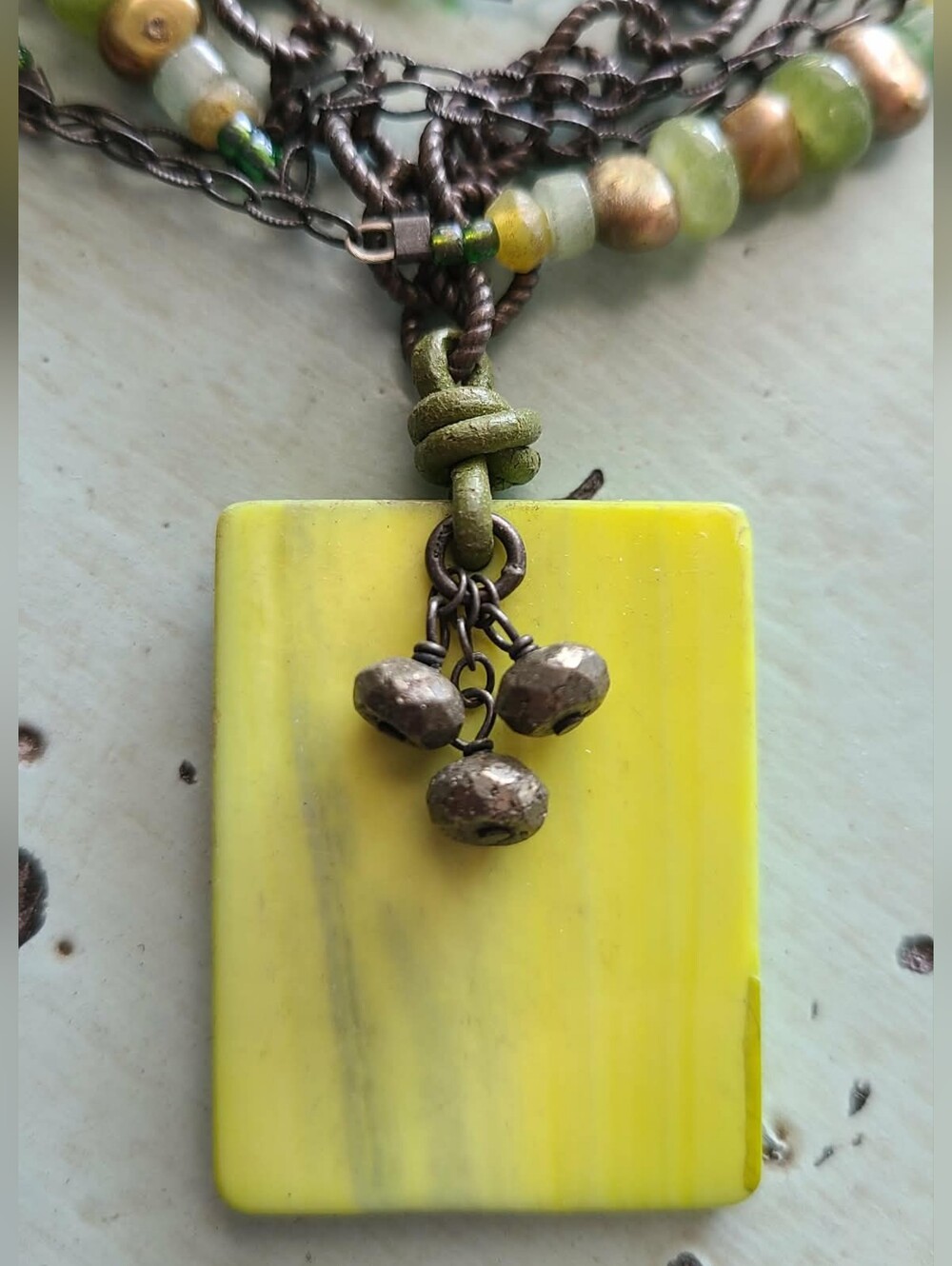 Silpada Multi-Strand Green & Silver Beaded and Pendant Necklace Set - Picture 2 of 3